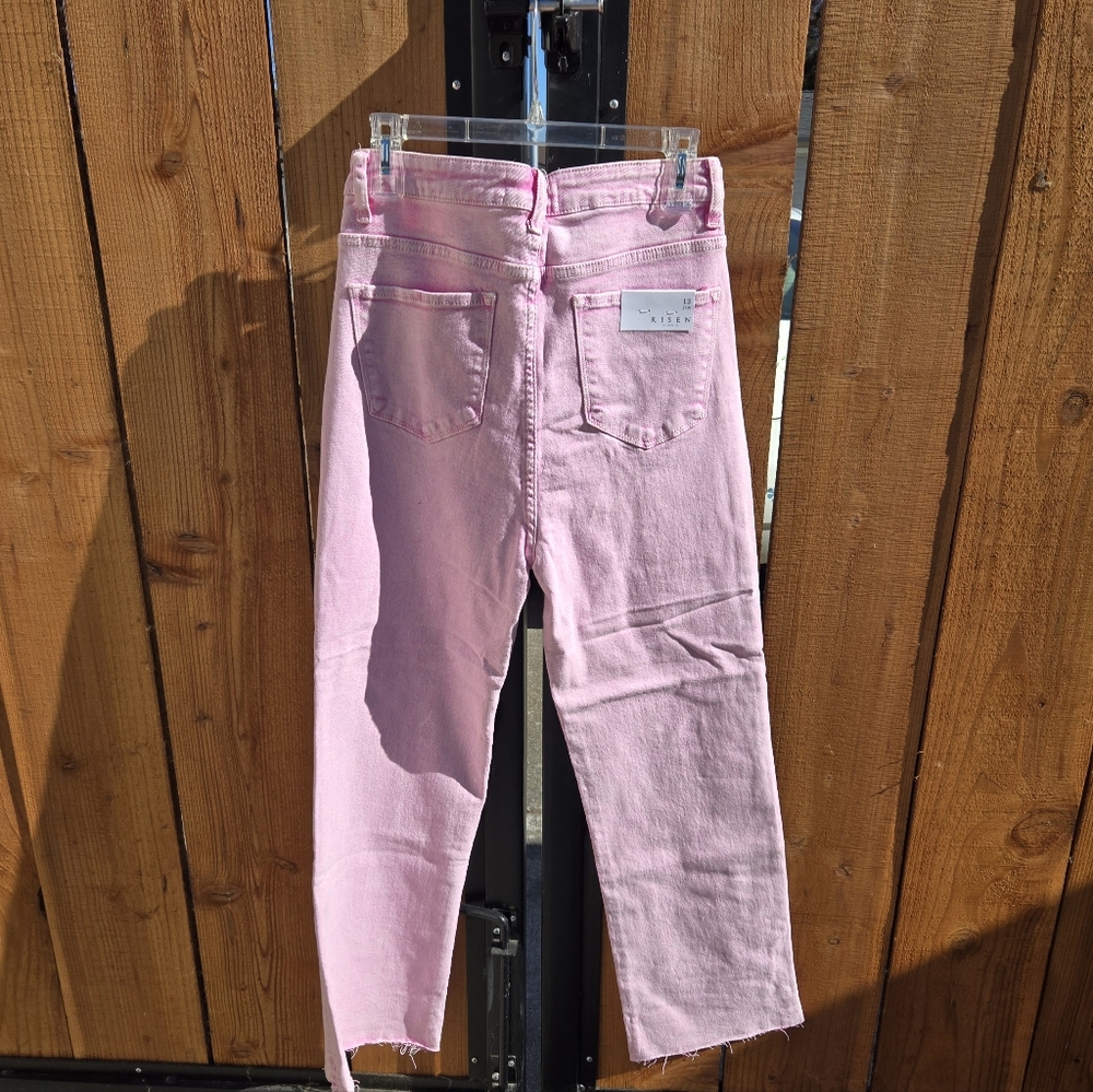 7. NWT Risen High-Rise Straight Jeans in Pink Mineral Wash Size 13/31 - Picture 6 of 7